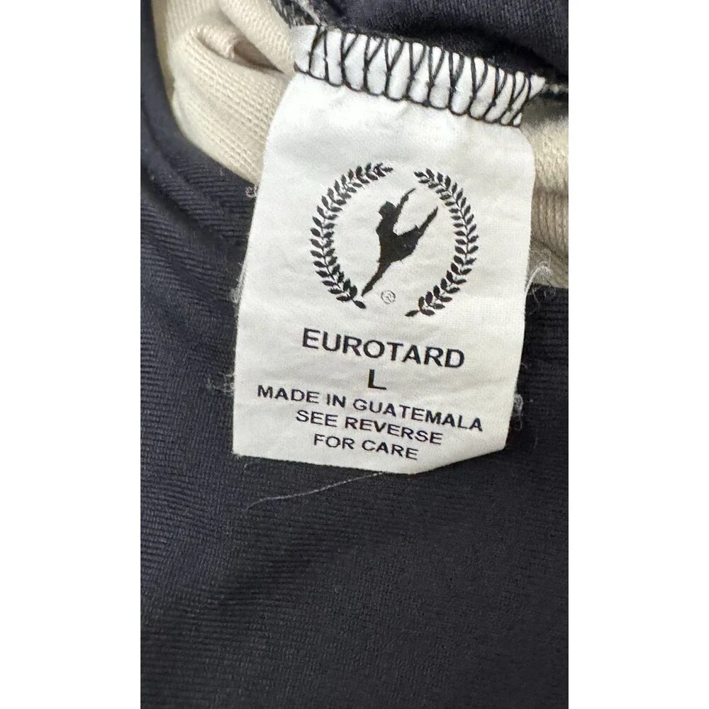 Eurotard Zip Front Leotard Size Large Black Mock Neck